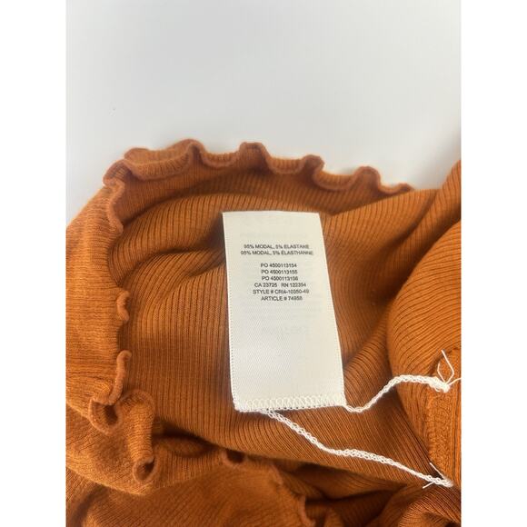 Wilfred Long Sleeve Mock Neck Top Size Large Orange Modal Ribbed Stretch - Picture 6 of 11